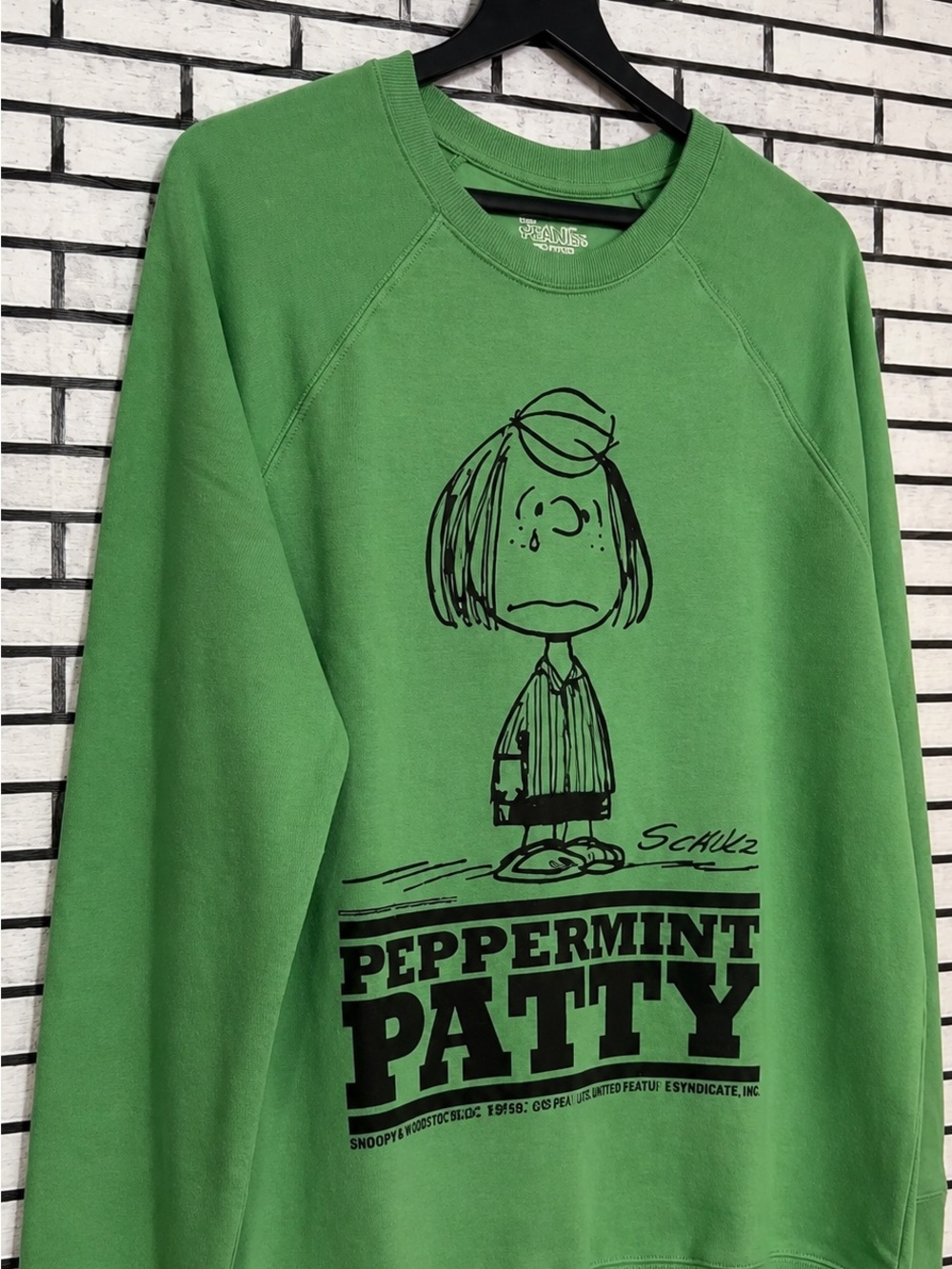 Peanuts Peppermint Patty Green Sweatshirt with Black Graphic